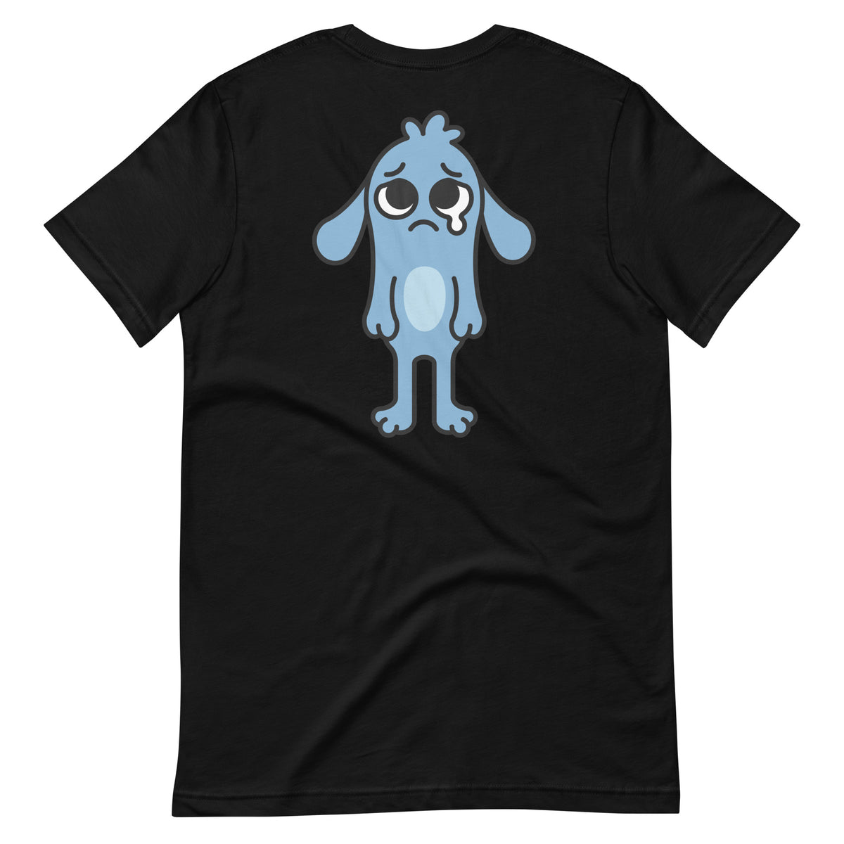Back of the 'Feeling Blue' Puddle Tee in black with the full Puddle artwork