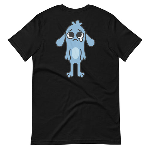 Back of the 'Feeling Blue' Puddle Tee in black with the full Puddle artwork