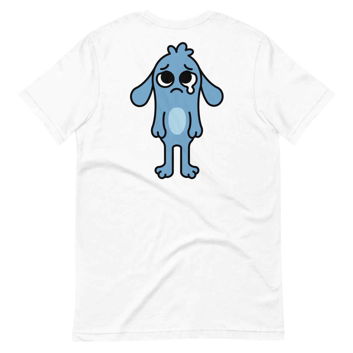 Back of the 'Feeling Blue' Puddle Tee in white with the full Puddle artwork