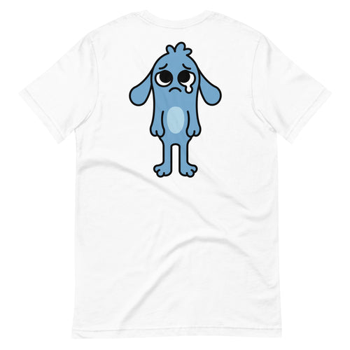 Back of the 'Feeling Blue' Puddle Tee in white with the full Puddle artwork